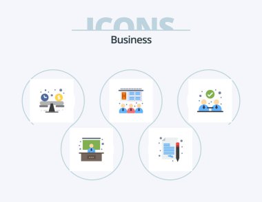 Business Flat Icon Pack 5 Icon Design. . partnership. budget planning. collaboration. training