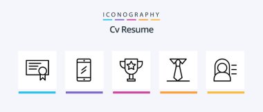 Cv Resume Line 5 Icon Pack Including . school. learn. education. globe. Creative Icons Design