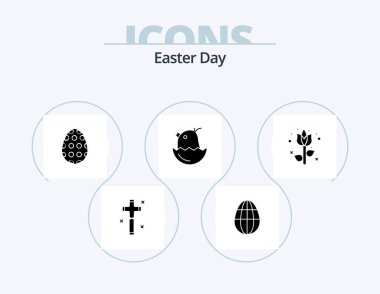 Easter Glyph Icon Pack 5 Icon Design. easter. happy. decoration. baby. chicken