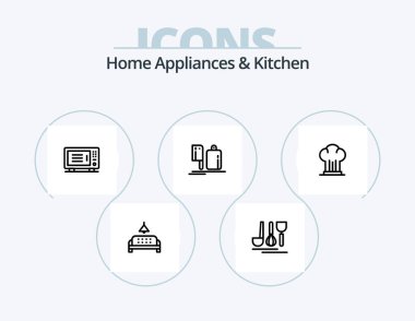 Home Appliances And Kitchen Line Icon Pack 5 Icon Design. home. service. machine. hotel . tea