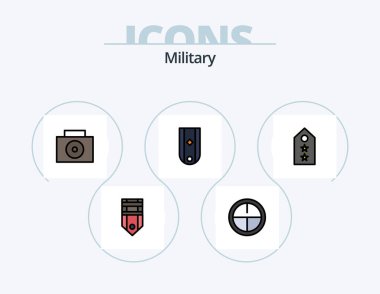 Military Line Filled Icon Pack 5 Icon Design. medal. award. medal. striped. military