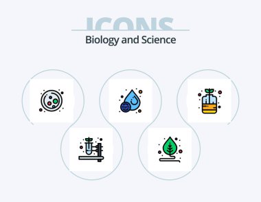 Biology Line Filled Icon Pack 5 Icon Design. plant. environment. blood. lab. flask
