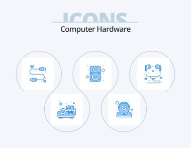 Computer Hardware Blue Icon Pack 5 Icon Design. headphone. computer. computer. speaker. hardware