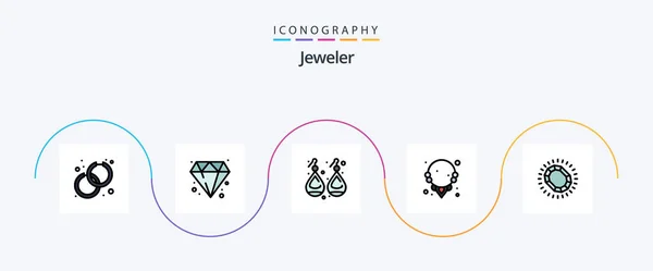 Mücevher Hattı Mücevherat Dahil Simge Paketi Ile Doluydu Moda Altın — Stok Vektör