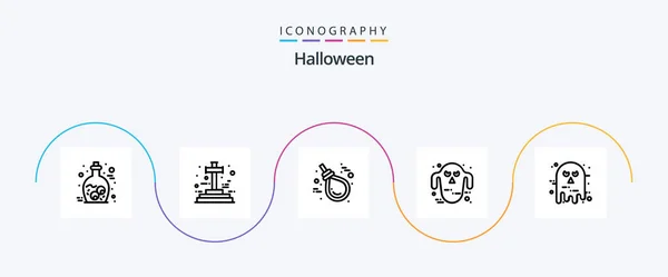 Halloween Line Icon Pack Including Avatar Halloween Gallo Ghoul Rope — ストックベクタ