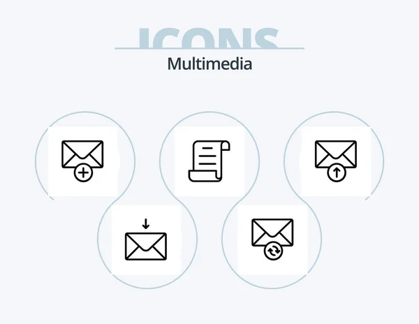 Multimedia Line Icon Pack Icon Design Private Receive Mail — Stock Vector