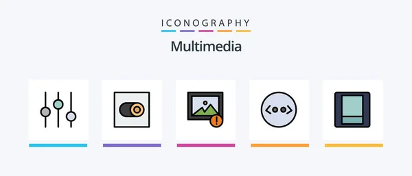 Multimedia Line Filled Icon Pack Including Speed Brightness Creative Icons — Stockvector