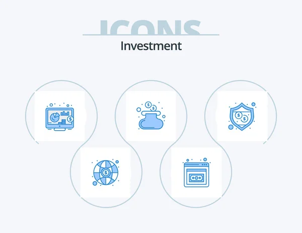 Инвестиционный Дизайн Blue Icon Pack Щит Защита — стоковый вектор
