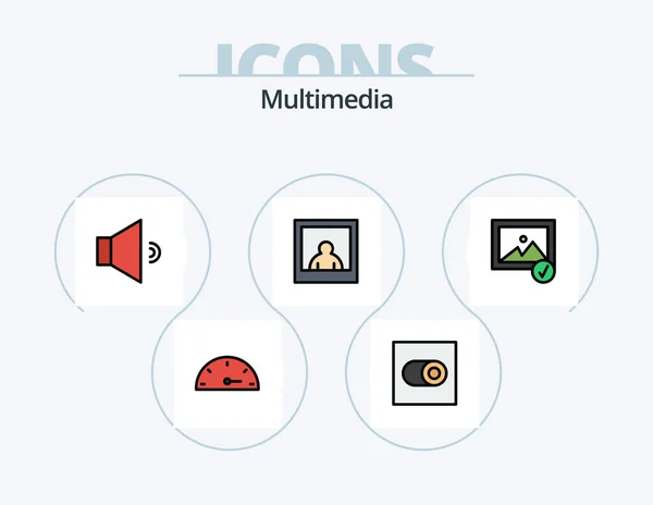 Conception Icône Remplie Ligne Multimédia Paquet Icône Paramètres Commutateur — Image vectorielle