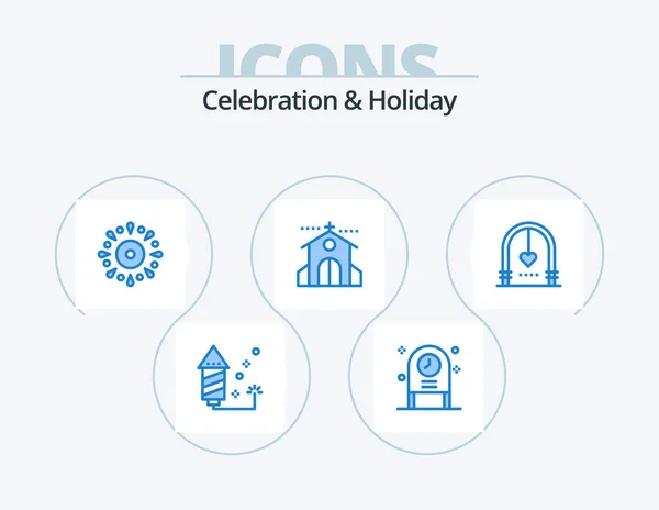 Celebrazione Vacanza Blue Icon Pack Icona Design Matrimonio Evento Celebrazione — Vettoriale Stock