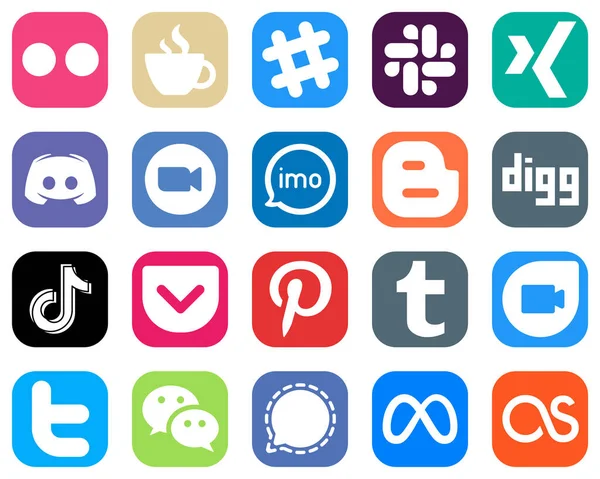 Popular Social Media Icons Audio Discord Meeting Zoom Icons Gradient — ストックベクタ