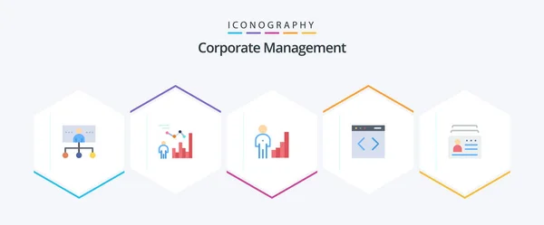 Corporate Management Flat Icon Pack Including System Content Management Management — Stock Vector