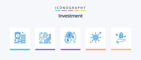 Investment Blue Icon Pack Including Protection Dollar Online Money Investment — Stock vektor
