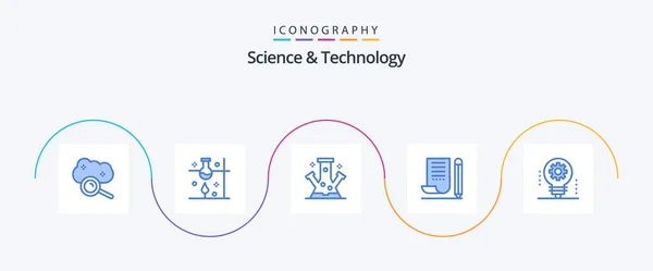 Science Technology Blue Icon Pack Включая Ноутбук Научный Эксперимент Технологии — стоковый вектор