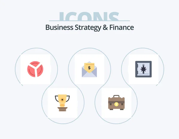 Business Strategy Finance Flat Icon Pack Icon Design Mail Money — Stock Vector