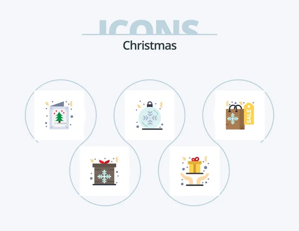 Weihnachten Flaches Icon Pack Icon Design Einkaufen Winter Baum Schneeflocke — Stockvektor