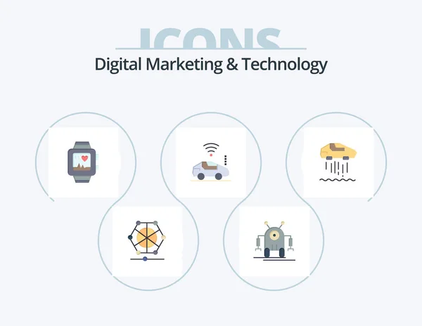 Digital Marketing Technology Flat Icon Pack Icon Design Personal Signal — Stock vektor