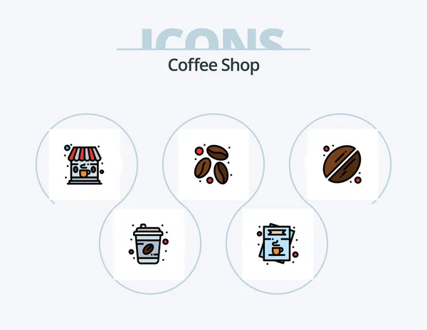 Ligne Café Rempli Icône Pack Icône Design Café Chaud Café — Image vectorielle