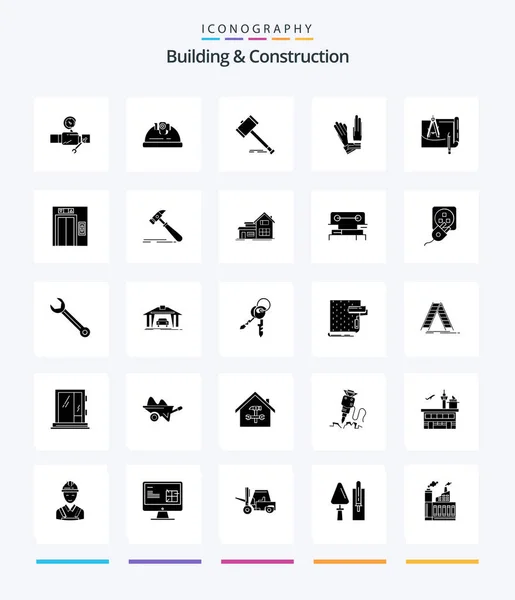 Creative Building Construction Glyph Solid Black Icon Pack Building Legal — Stock Vector