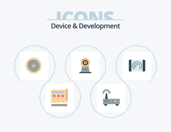 Device Development Flat Icon Pack Icon Design Interaction Security Education — Stock Vector