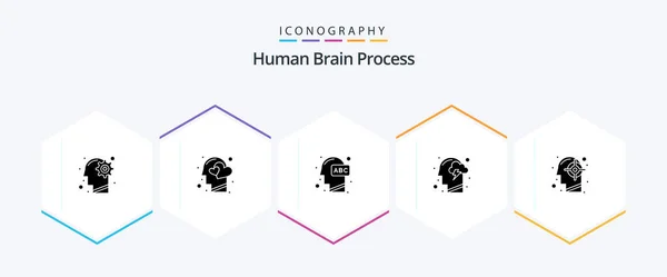 Human Brain Process Glyphh Icon Pack Including Человек Облако Сердце — стоковый вектор