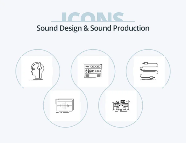 Sound Design Sound Production Line Icon Pack Icon Design Mixer — Stockvector