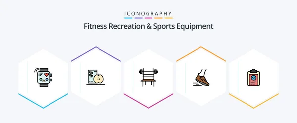 Fitness Recreation Sports Equipment Filledline Icon Pack Mit Lauf Schnell — Stockvektor