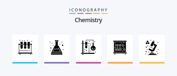 Chemistry Glyph Icon Pack Including Chemistry Pendulum Study Physics Formula — Vettoriale Stock