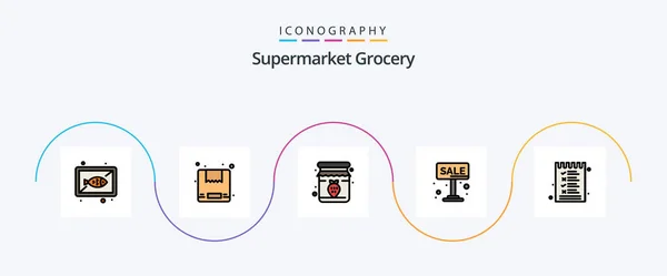 Grocery Line Filled Flat Icon Pack Including Food Sign Jam — Archivo Imágenes Vectoriales