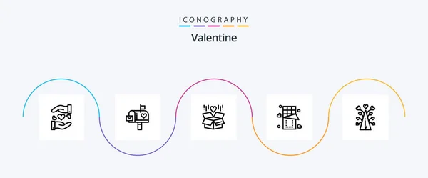 Valentine Line Icon Pack Including Gift Day Mail Box Valentines — Stockový vektor