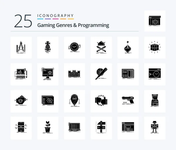 Gaming Genres Programming Solid Glyph Icon Pack Including Viking Battle — Stok Vektör