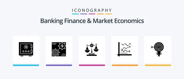 Banking Finance Market Economics Glyph Icon Pack Including Justice Court — Wektor stockowy