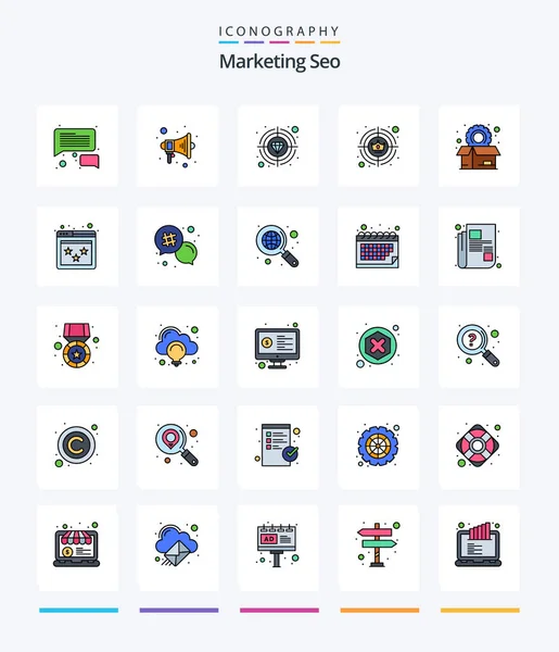 Creative Marketing Seo Line Filled Icon Pack Package Box Reward — Stock vektor