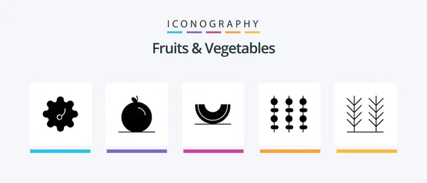 Fruits Vegetables Glyph Icon Pack Including Food Melon Cereal Meat — Vector de stock