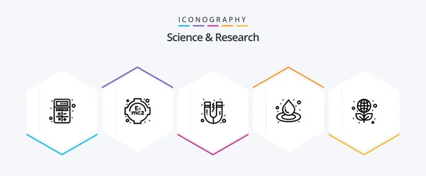 Science Paquete Iconos Línea Incluyendo Ciencia Globo Atracción Educación Líquido — Vector de stock