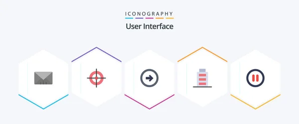 User Interface Flat Icon Pack Including Pause User Interface Interface — Stock vektor