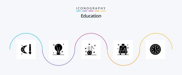 Education Glyph Icon Pack Including Vehicle Shuttle Electric Song Musical — Stok Vektör