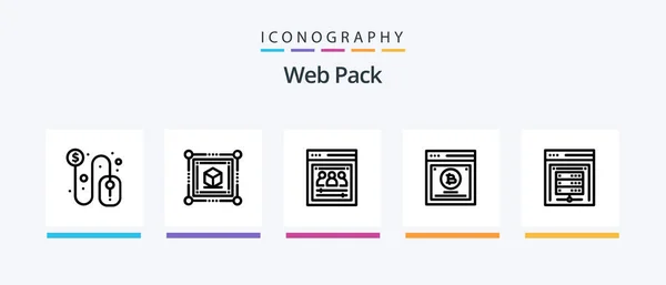 Web Pack Line Icon Pack Включая Веб Веб Разработчики Браузер — стоковый вектор