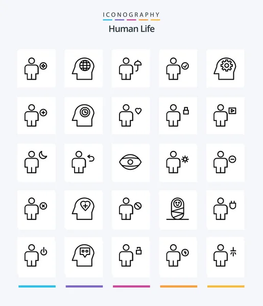 Creative Human Outline Icon Pack Done Check Avatar Body Umbrella — Stockvektor