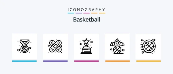 Basketball Line Icon Pack Including Tactics Path Creative Icons Design — Stockový vektor