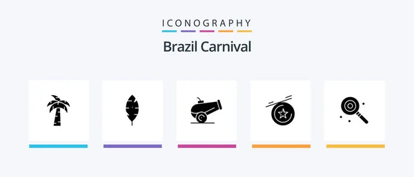 Brazil Carnival Glyph Icon Pack Including Brazilian Weapon Ink Canon — Stock vektor