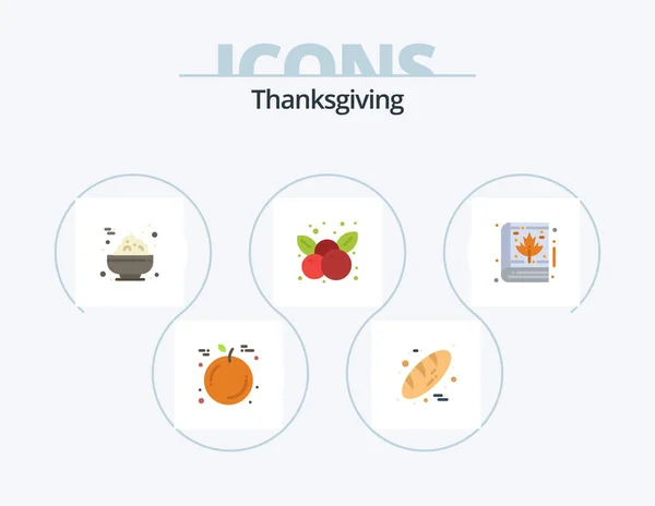 Thanksgiving Flat Icon Pack Icon Design Bible Leaf Food Autumn — Stok Vektör