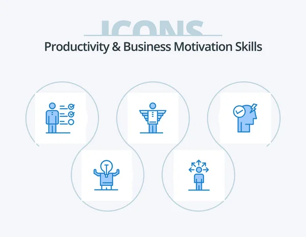 Продуктивність Навички Бізнес Мотивації Blue Icon Pack Icon Design Інвестор — стоковий вектор