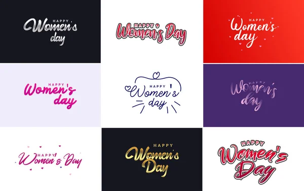 Set International Women Day Cards Logo — Stok Vektör