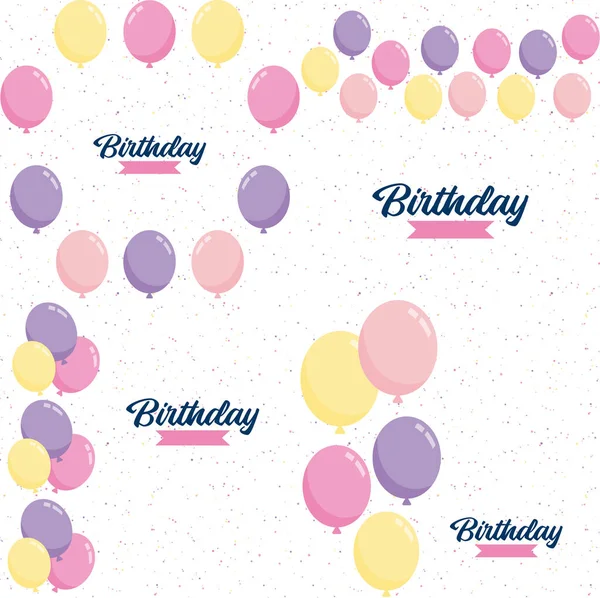 Colorfulhappy Birthday Announcement Poster Flyer Greeting Card Flat Style Vector — Image vectorielle