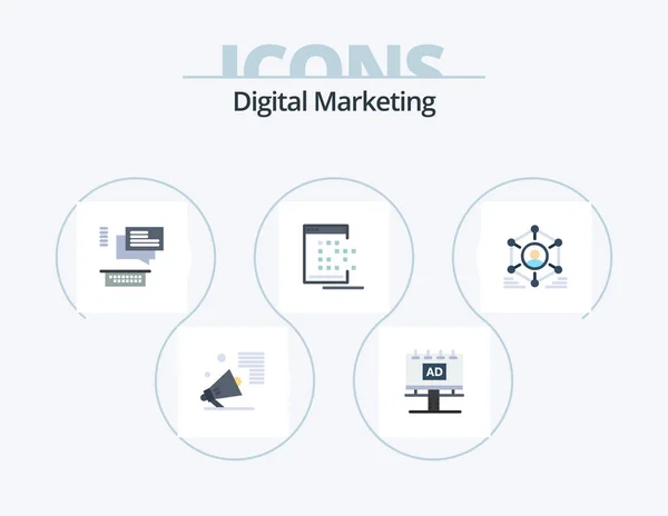 Digital Marketing Flat Icon Pack Icon Design Dot App Billboard — Stock Vector