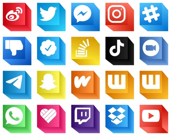 Moderno Social Media Iconos Iconos Pack Como Pregunta Twitter Verificó — Archivo Imágenes Vectoriales