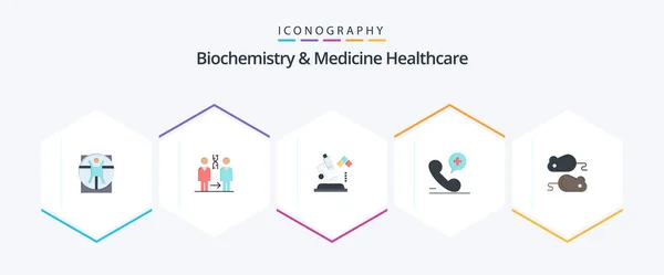 Bioquímica Medicina Salud Pack Icono Plano Incluyendo Cierre Médico Salud — Vector de stock