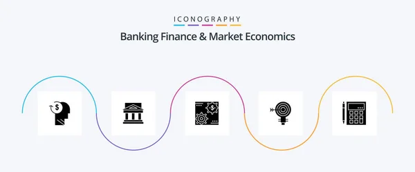 Banking Finance Market Economics Glyph Icon Pack Including Make Capital — Stock vektor