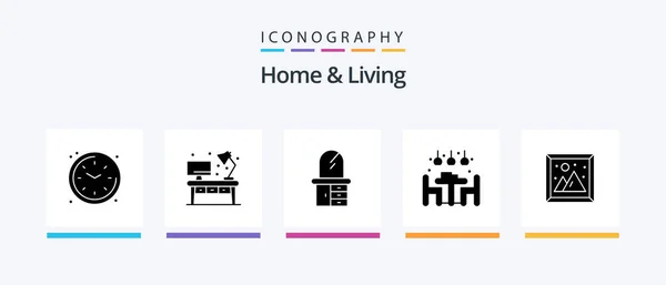 Home Living Glyph Icon Pack Including Living Image Home Dinner — 图库矢量图片